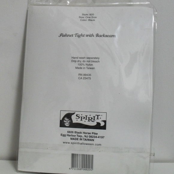 Spirit Black Fishnet Pantyhose  Back seam NWT OS - Picture 2 of 2
